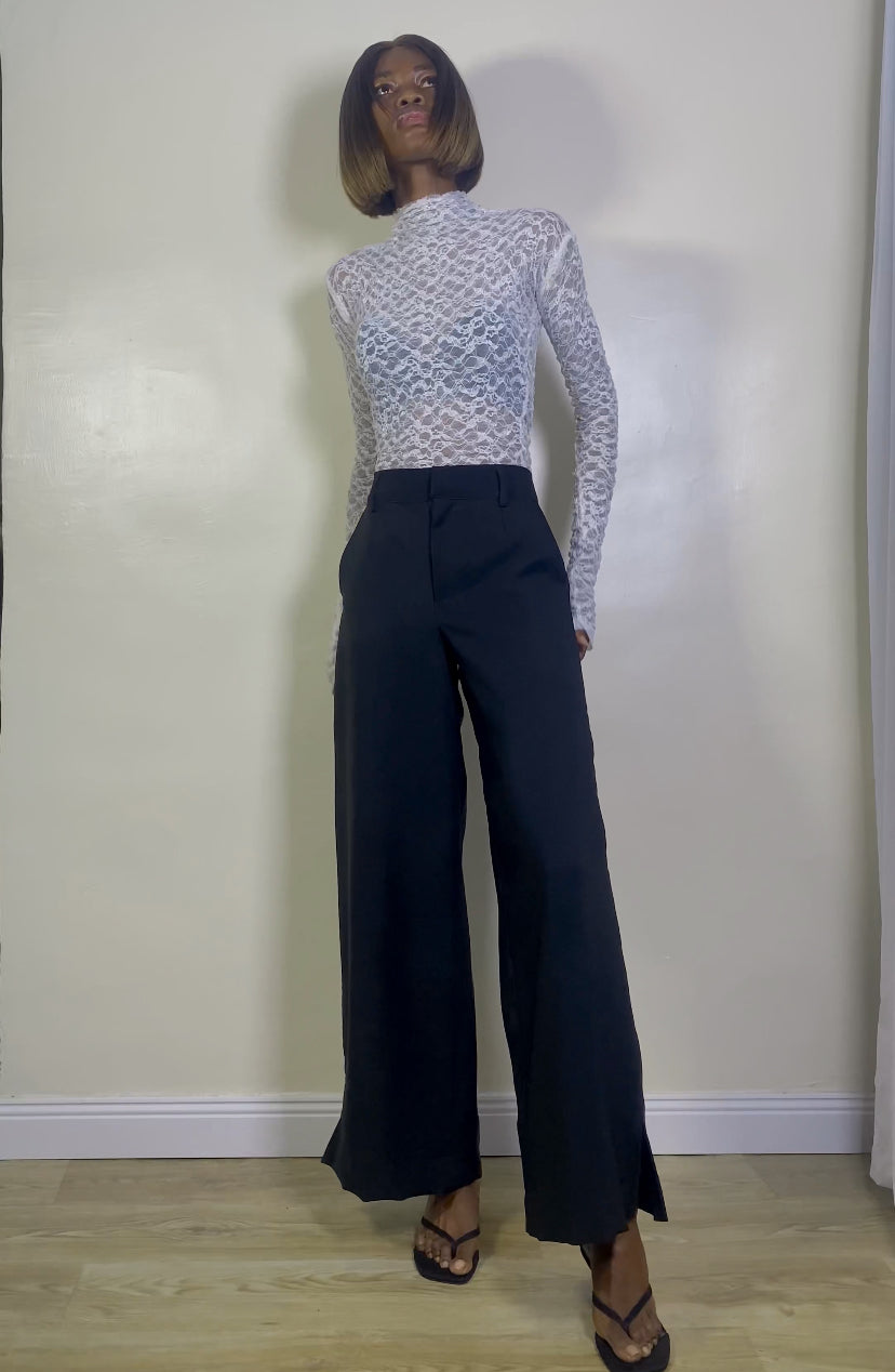 Mid-Rise Tailored Wide-Leg Pant